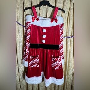 Woman’s Red and White Christmas Dress